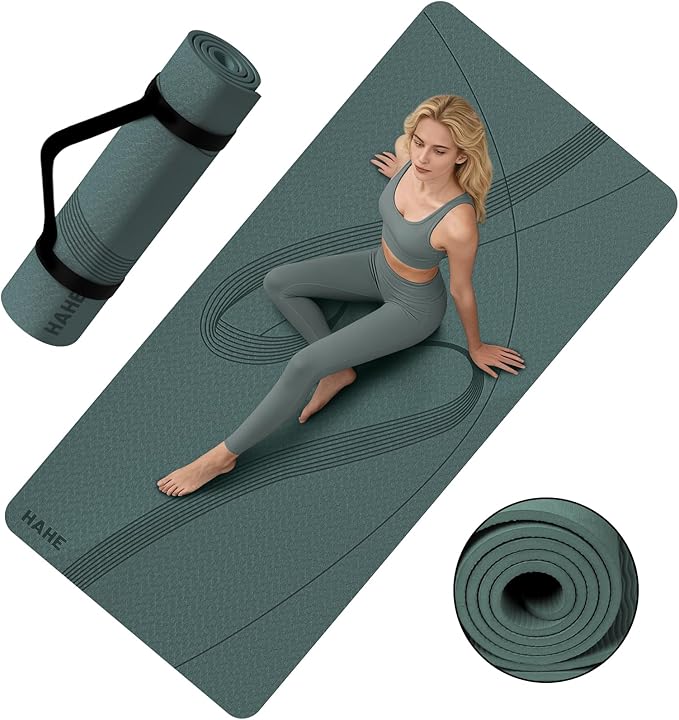 Yoga Mat High Density Exercise Mat, 76"x32"x0.27"Thick Wide & Large Yoga Mat for Women Men, Professional POE Workout Mat for Yoga, Pilates, Fitness & Stretching