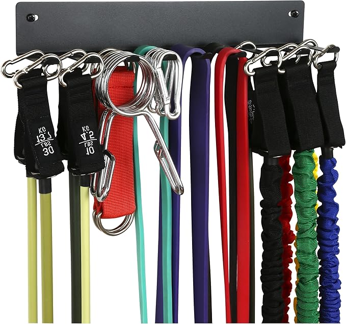Multi-Purpose Storage Rack for Resistance Bands, Straps, Jump Ropes, Foam Rollers, Chains, Weight Belts, Tools - Heavy Duty, Fitness Bands Rack