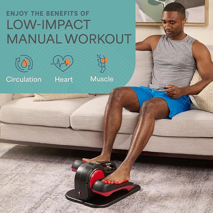 Lifepro AutoGlide Under Desk Elliptical Exercise Machine – Quiet Elliptical Machine for Home or Office – Portable Leg Exerciser While Sitting – Seated Pedal Exerciser for Seniors & Adults