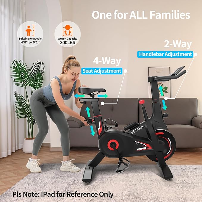 YESOUL Self-Powered Exercise Bike with Exclusive Smart App & Dynamic LED Lights – Silent Magnetic Resistance, Dual-Stage Drive, Stable 300 lbs Frame, Indoor Cycling Bike for Home