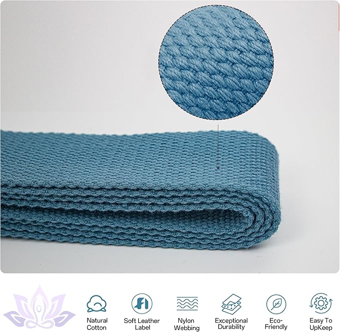 Yoga Straps 1.8M or 2.5M, Durable Cotton Yoga Straps for Stretching, Adjustable Yoga Belt Strap for Yoga, Dance, Gym Workouts