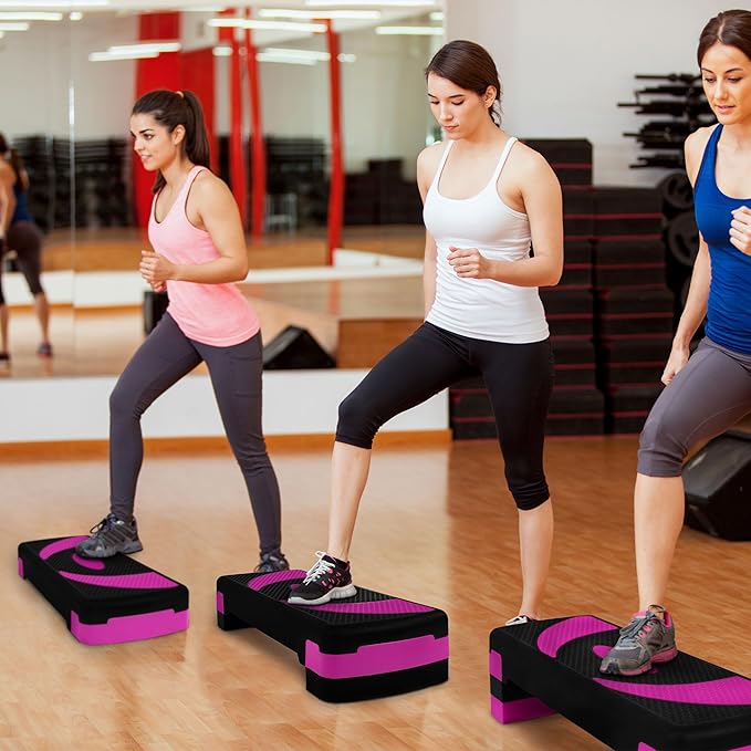 BalanceFrom Aerobic Step Platform Trainer with Adjustable 3-Level Risers, 400 Pound Weight Capacity – Non-Slip Exercise Stepper for Cardio, Strength, and Fitness Workouts at Home or Gym