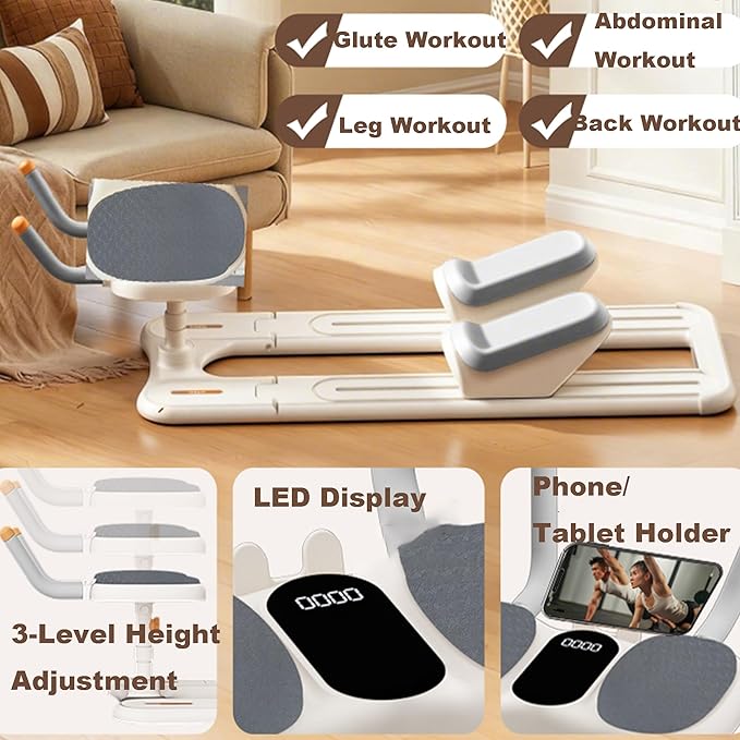 Crawling Training Machine Spine Twist & Stretch Trainer Effective Waist & Spine Workout, 3 Adjustable Height LED Counter 230kg Capacity,Detachable,for Full-Body Workout