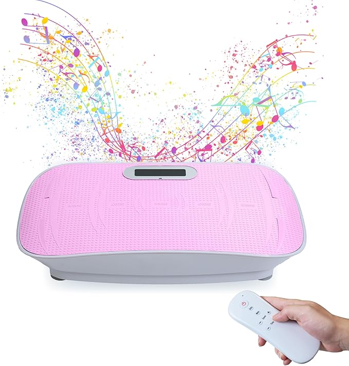 Full Body Vibration Platform, 10-Frequency Shaking Machine with Bluetooth Music Sync, LED Display, Remote Control, Durable ABS and Metal Frame, Silicone Foot Pedals for Home Gym, Fitness