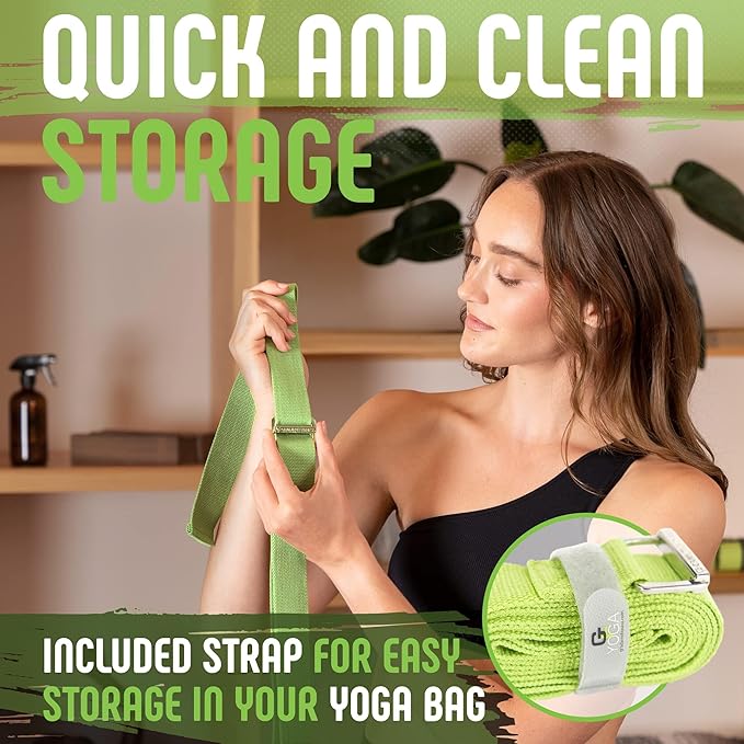 Gradient Fitness Yoga Strap, Friction-Less Easy-Feed Buckle, Super Soft Cotton/Polyester Blend Webbing, Free eGuide. (8 Feet)