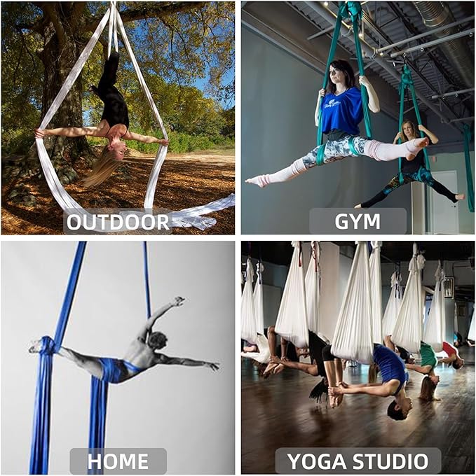 PRIOR FITNESS Aerial Silk Hardware (Deluxe Professional Set), Aerial Silk Accessories, Aerial Silk Hardware Kit Includes 1x 8 Descender, 1x Swivel, 2× Titanium-Steel Carabiners, and 2× Daisy Chain