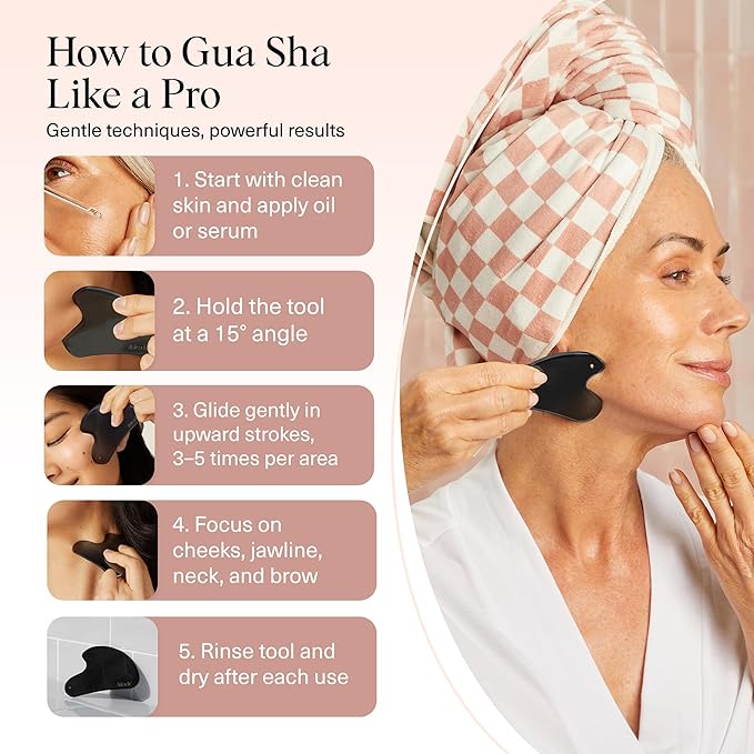 Kitsch Stainless Steel Gua Sha Facial Tools - Guasha Tool for Face, Face Sculpting Tool, Jawline Shaper, Double Chin Reducer Gua Sha Tools, Lymphatic Drainage Massager, Facial Skin Care, Matte Black