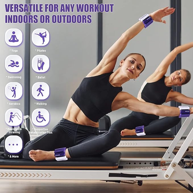 Wrist & Ankle Weights for Women and Men, 2lbs/4lbs Pairs Adjustable Silicone Weighted Bangles for Arm & Leg Workouts, Perfect for Pilates, Barre, Yoga, Walking & Home Fitness 24055