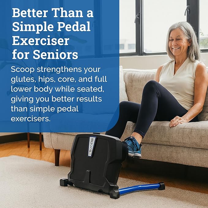 Scoop Lateral Elliptical | Compact Under Desk Exercise Equipment & Lateral Elliptical Machine | Leg Exerciser While Sitting for Seniors | Low-Impact Leg Exerciser for Balance, Mobility & Strength