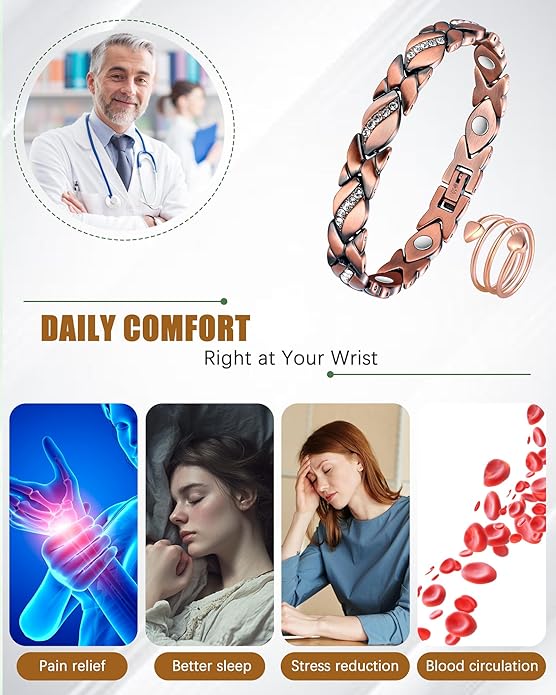 Copper Bracelets & Rings for Women, Copper Magnetic Bracelet for Women