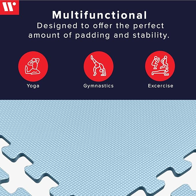 We Sell Mats 3/8" Thick Multipurpose EVA Foam Exercise Floor Mat, Interlocking Tiles, Anti-Fatigue for Home or Gym