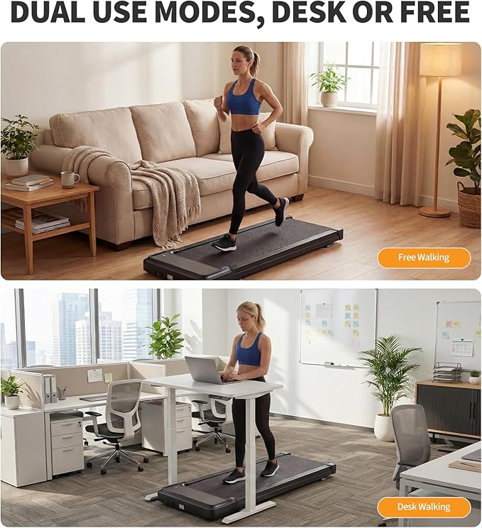 NEWBULIG Walking Pad Under Desk Treadmill, Portable Compact Electric Walking Treadmill with Remote Control for Home Office, Quiet Fitness Machine