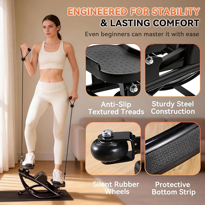 Gannyfer Rock Stepper with Digital Display, Side to Side Lateral Stepper Machine with Resistance Bands for Home Workout, Low-Impact Fitness Equipment for Legs, Glutes & Core