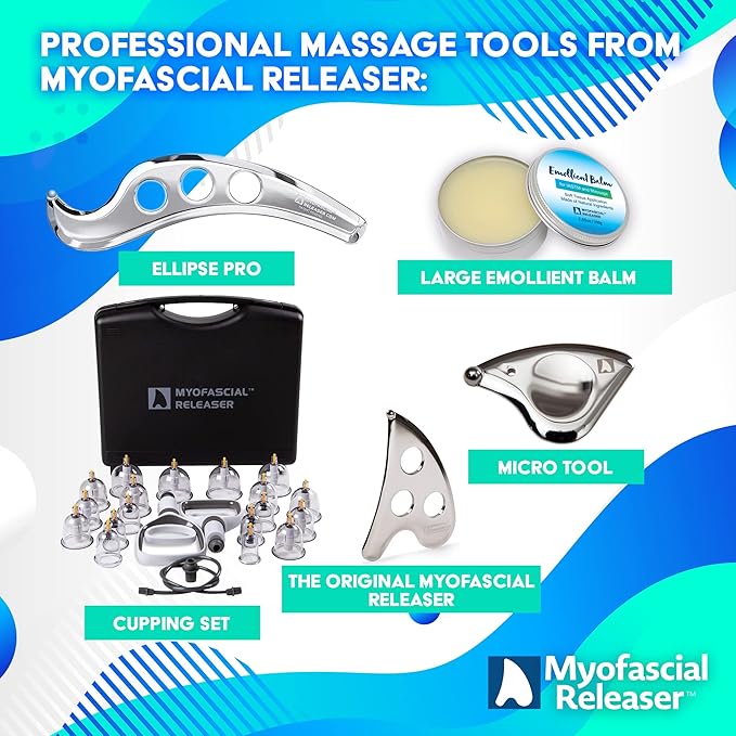 Professional Muscle Scraper Tool – Medical-Grade 304 SS IASTM & Gua Sha Scraping Tool – Ergonomic Fascia Mobilization Instrument for Soft Tissue Massage & Manual Bodywork – Emollient Balm Included