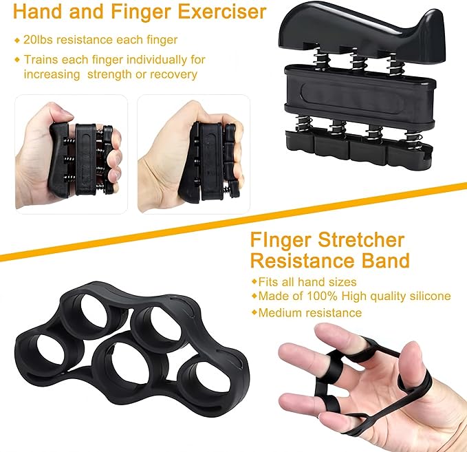 5-in-1 Adjustable Grip Strength Trainer Set, 5-60kg Resistance Hand Gripper + Finger Exerciser + Grip Ball, Hand Strength Training Equipment for Fitness/Rehabilitation/Office Relaxation