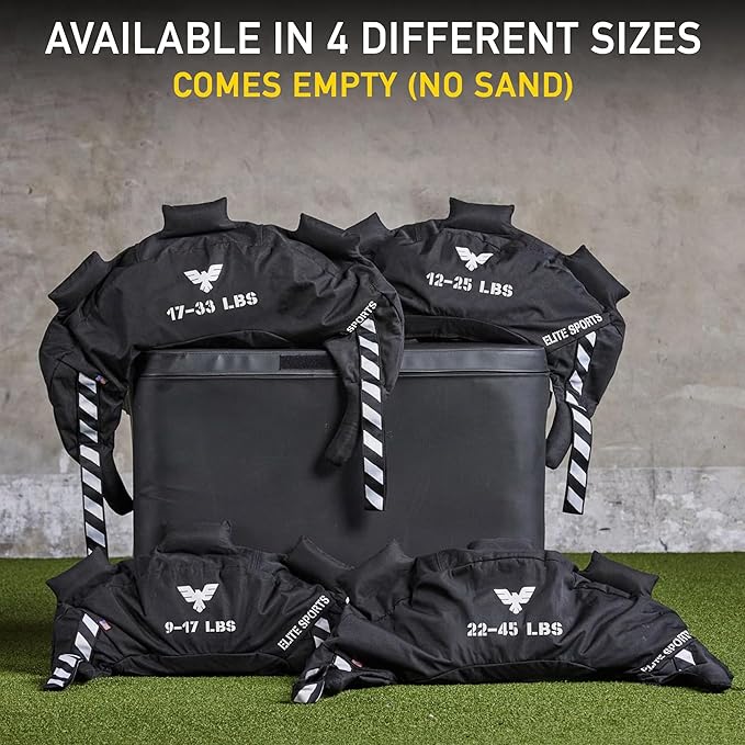 Elite Sports Bulgarian Canvas Bag, Fitness Canvas MMA Gym Cross Workout Training Sandbag 17, 25, 33, 45 lbs (UNFILLED)