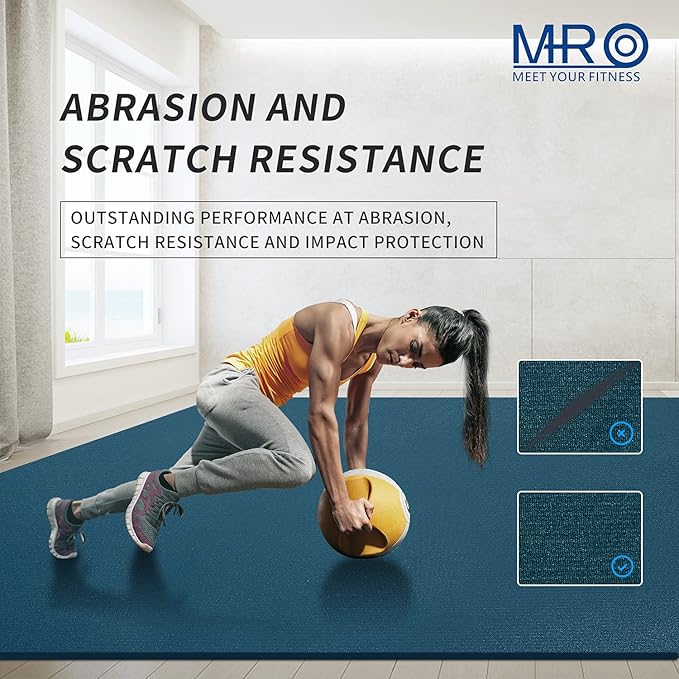 MRO Extra Large Exercise Mat 12'x7'/9'x7'/7'x7'/7'x5'(7mm), High-Density Workout Mats for Home Gym Flooring, Non-Slip, Extra Thick Durable Cardio Mat, Ideal for Plyo, MMA, Jump Rope - Shoe Friendly