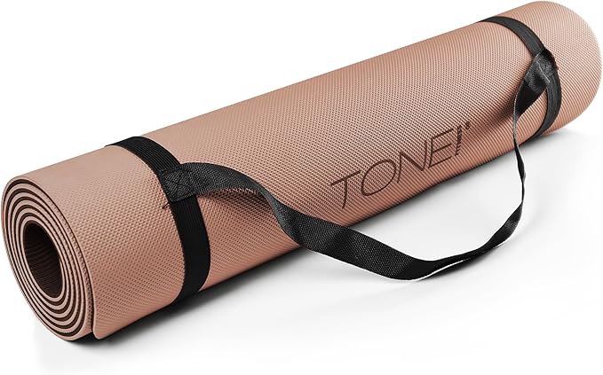 TONE Fitness Yoga Mat 1/4" Thick Non Slip Exercise & Pilates Mat for Home Workouts with Carrying Strap | Multiple Options