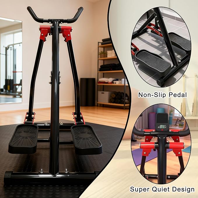 ZeHuoGe Air Walking Elliptical Machine - Foldable Cardio Cross Trainer Glider for Full-Body Low-Impact Exercise with LCD Display Ideal for Home Gym