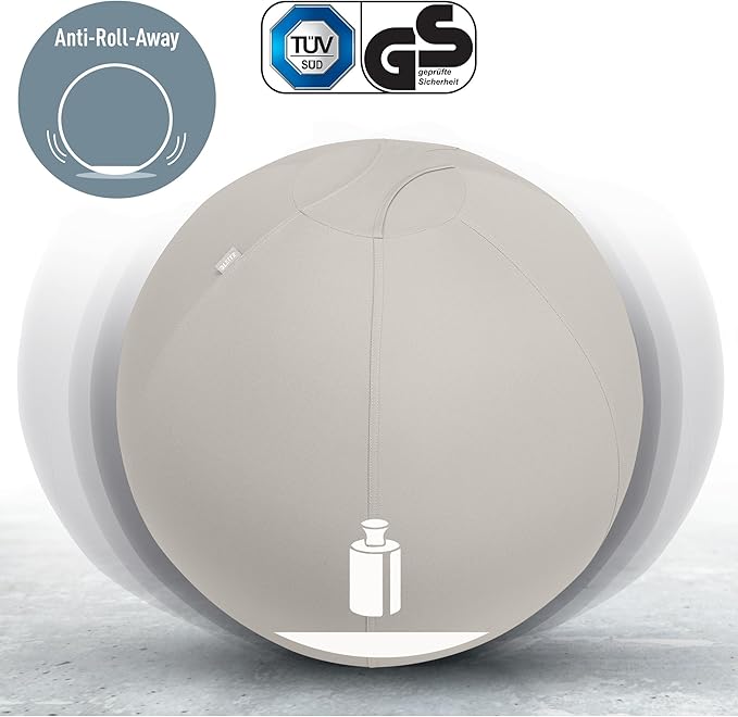 Leitz Sitzball für aktives Sitzen, Gymnastikball, Ergonomische Alternative, INKL. Stoffbezug, Handluftpumpe
