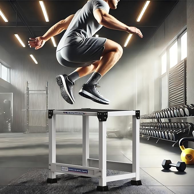 GanFindX Plyometric Jump Box Set, 12/18/24 Inch Steel Plyo Box, Heavy Duty Plyometric Platform with Anti Slip Surface, Fitness Exercise Step Up Box for Home Gym Training, Agility and Strength Conditioning