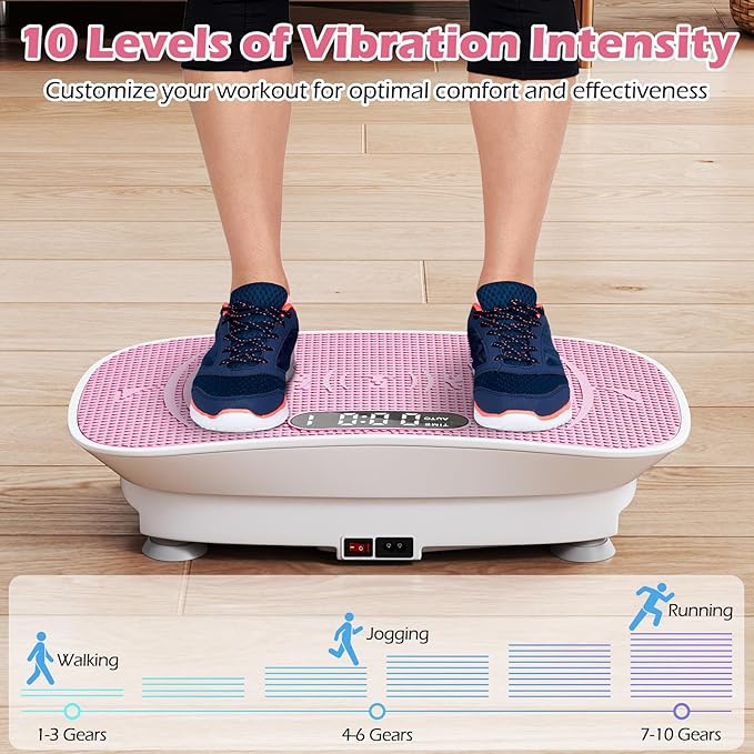 Goplus Vibration Plate Exercise Machine, Vibrating Platform for Lymphatic Drainage w/Remote, LED Display, Home Workout Full Body Shake Board for Weight Loss