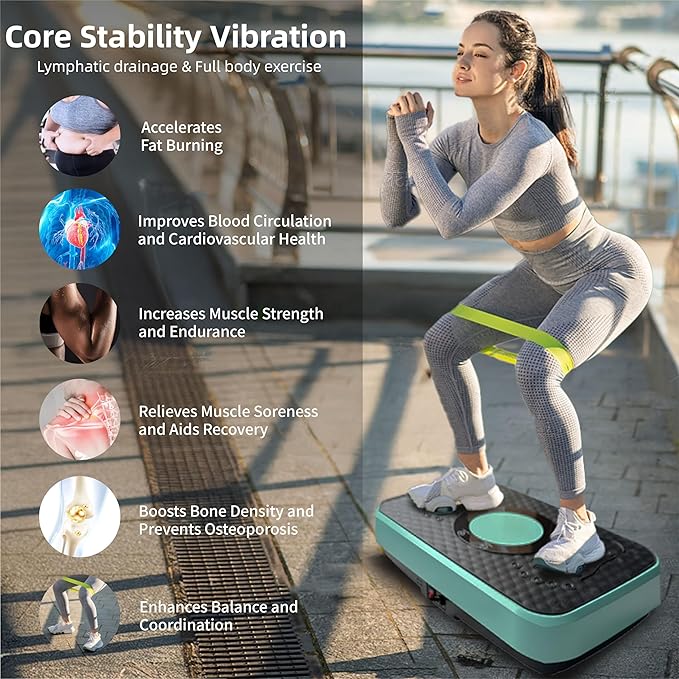 Vibration Plate Machine with Resistance Bands and Remote Control 125 Speed Levels 450LB Capacity Whole Body Oscillating Platform for Home Use