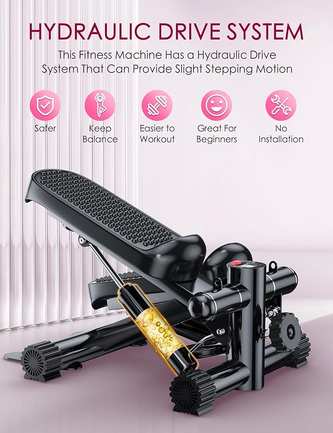 Mini Stair Stepper with Resistance Bands, Under Desk Stepper - 330 LBS Capacity