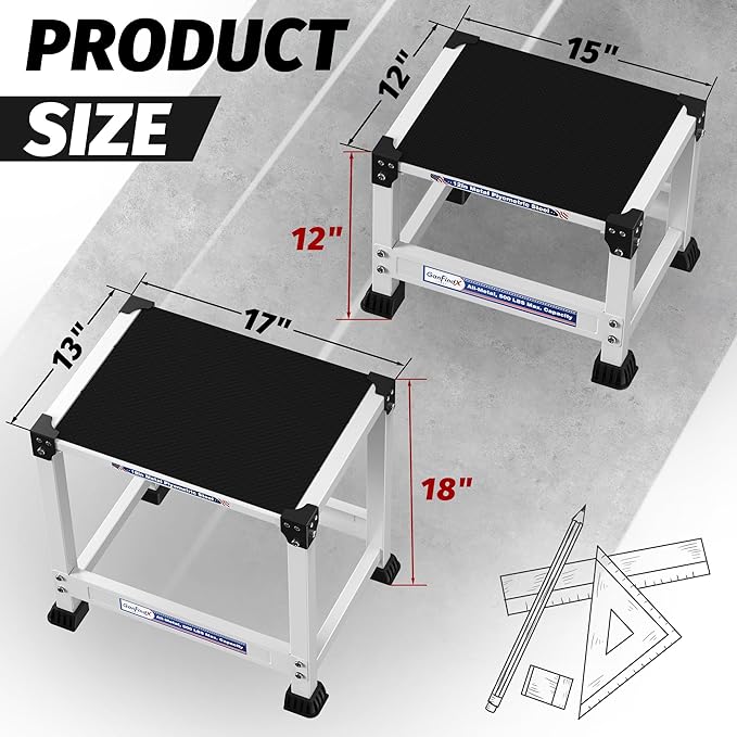 GanFindX Steel Plyometric Jump Box,12/18 Inch Heavy Duty Plyo Platform, Non-Slip Workout Step Box for Home Gym, Agility, Strength & Conditioning Training