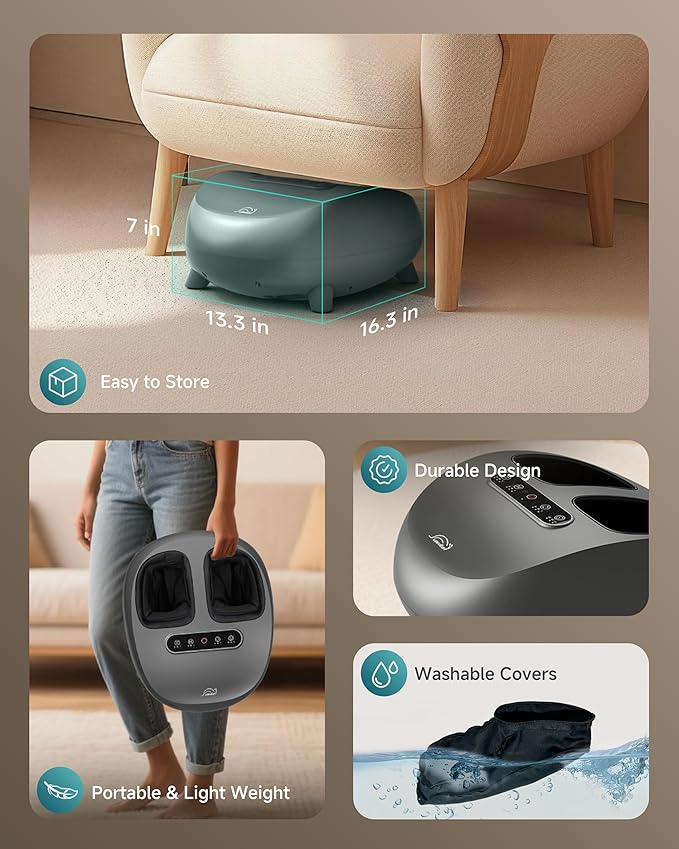 Snailax Foot Massager with Heat and Compression, Shiatsu Foot Massager for Neuropathy and Plantar Fasciitis, Deep Kneading, Rolling, Remote Control, Fits up to Size 14