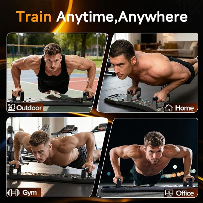 LALAHIGH Push Up Board,36 in 1 Home Gym Equipment with Ab Roller Wheel & Resistance Bands, Portable Foldable Workout Board for Full Body Strength Training Men Women,Gift for Boyfriend