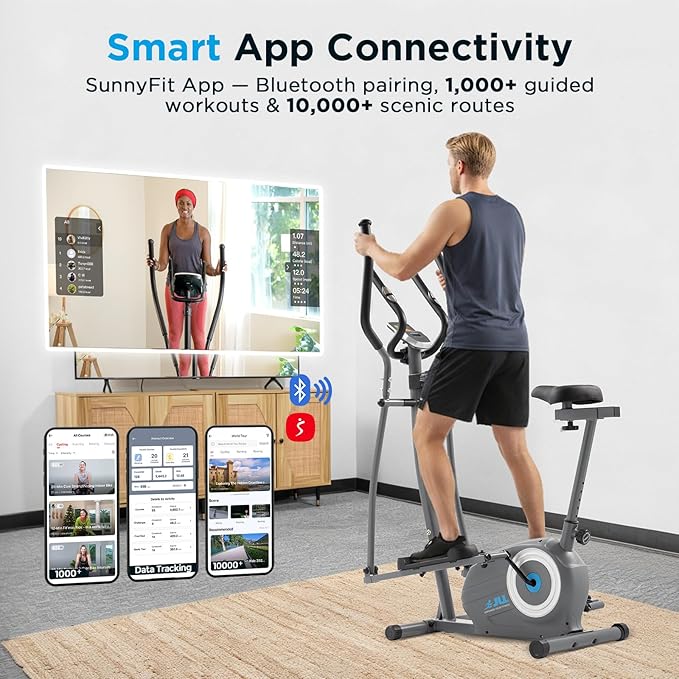 JLL Smart Upright Elliptical & Full-Body Cross Trainer – Compact, Low-Impact Cardio Machine for Home, Arm & Leg Workout, Whisper-Quiet, Heart Rate Monitor, Bluetooth with Fit App, Magnetic Resistance