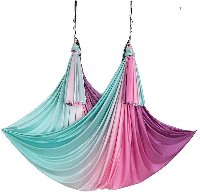 Aerial Yoga Hammock Aerial Pilates Silk Yoga Swing Set Inversion Equipment include daisy Chain, Pose Guide 5.5 yards