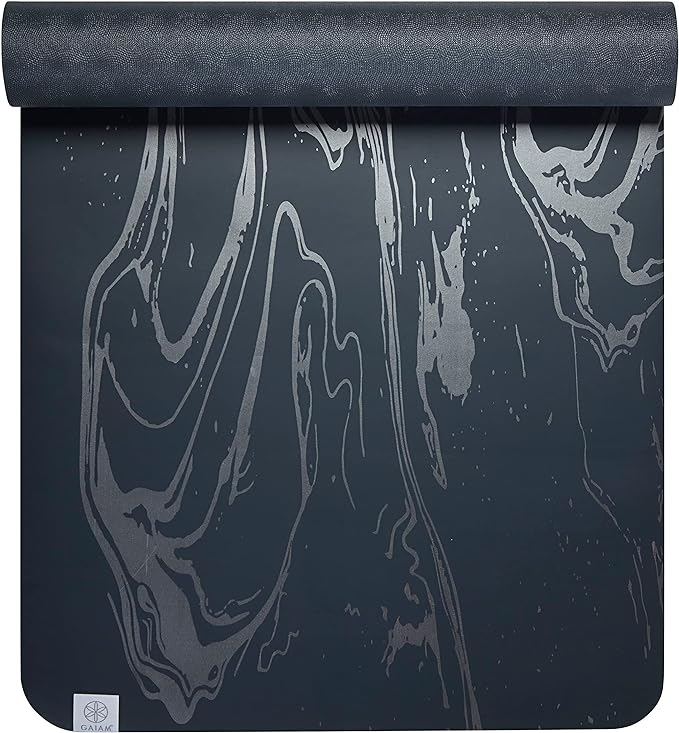 Gaiam Dry-Grip Yoga Mat - 5mm Thick Non-Slip Exercise & Fitness Mat for Standard or Hot Yoga, Pilates and Floor Workouts - Cushioned Support, Non-Slip Coat - 68 x 24 Inches
