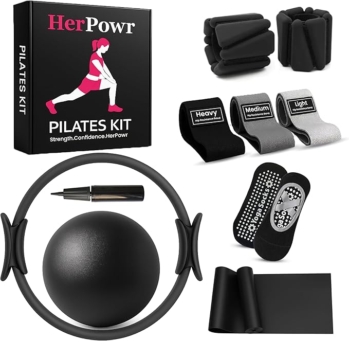 Pilates Kit with Weights, Pilates Kit with Ankle Wrist Weights, Pilates Set, at Home Pilates Kit, Pilates Sets for Women, Pilates Essential kit, Pilates Accessories, Pilates Workout Sets