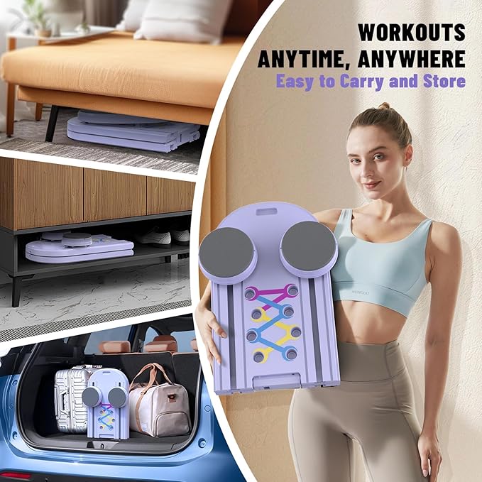 Maksone Pilates Board, Foldable Reformer Training Set, 6-in-1 Versatile Kit with Auto-Rebound Ab Roller, Home Core Workout Equipment, Tone Your Abs and Achieve a Sleek Figure