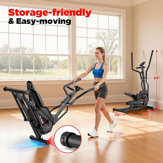Elliptical Machine, Elliptical Exercise Machine for Home with Hyper-Quiet Magnetic Driving System, Elliptical Trainer with 15.5IN Stride, 14 Resistance Levels, 300LBS Loading Capacity