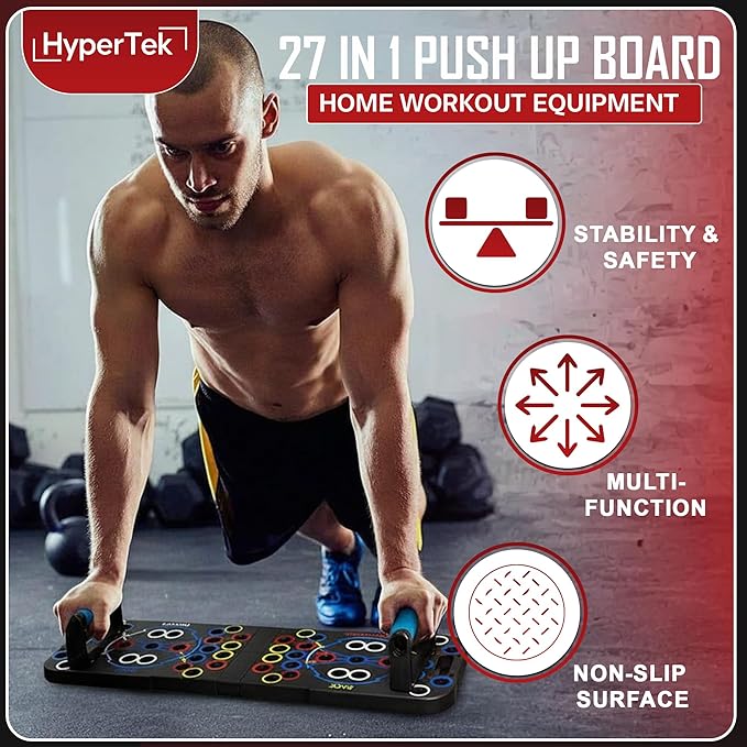 Hybertek 27 in 1 Pro Push Up Board | Multi Functional Foldable Push Up Stand for Strength Training, Fat Burning & Full Body Workout at Home | Muscle Training Push Up Bar Board for Men & Woman Fitness