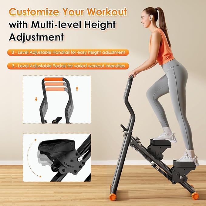 SogesPower Stair Stepper for Home Gym,Folding Vertical Stair Climber with Adjustable Handlebar & Pedals,Cardio Stair Master for Full-Body Workout,Climbing Exercise Machine for Women Men