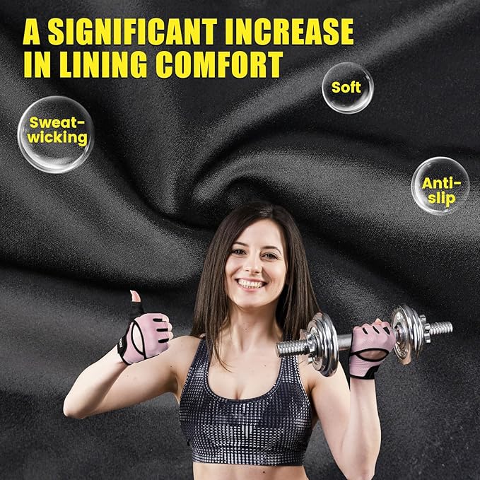 Ventilated Weight Lifting Gloves, Thick Padded Workout Gym Gloves with Full Palm Protection & Grip & Shock Absorption for Women & Men's Fitness Exercise Training