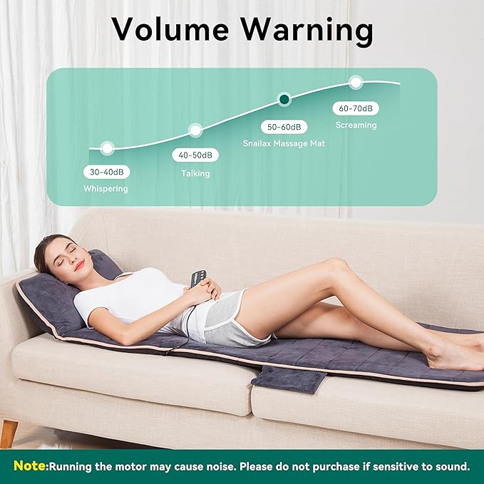 Snailax Memory Foam Massage Mat with Heat, 10 Vibrating Motors Full Body Massager Pad for Back Pain Relief, 6 Heating Pads for Neck, Lumbar, and Leg - Gifts for Men/Women