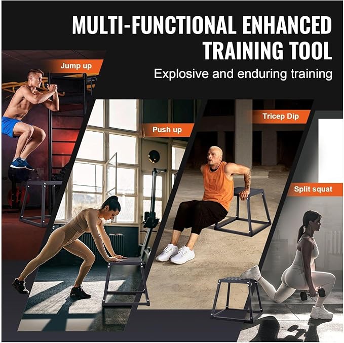 18 Inch Plyometric Box, Steel Jump Platform - Agility Box for Fitness Training, Step Up Box for Home Gym, Strength & Conditioning - Black