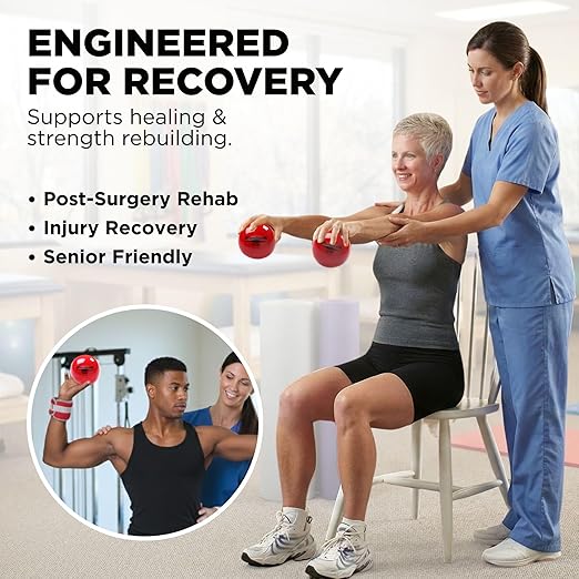 THERABAND Soft Weight, 4.5" Diameter, Weighted Balls for Baseball, Weighted Balls for Softball, Hand Held Ball Shaped Isotonic, Shoulder Strength, Rotator Cuff & Throwing Trainer, Red, 3.3LB