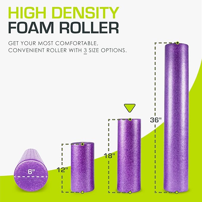 ProsourceFit High Density Foam Rollers Long, Firm Full Body Athletic Massage Tool for Back Stretching, Yoga, Pilates, Post Workout Muscle Recuperation