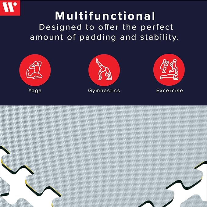 We Sell Mats 3/8" Thick Multipurpose EVA Foam Exercise Floor Mat, Interlocking Tiles, Anti-Fatigue for Home or Gym