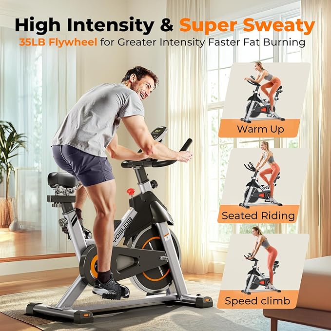 YOSUDA Magnetic Exercise Bike for Home, 350 LBS Capacity Brake Pad Stationary Bike, Indoor with Exclusive App and Fitness Courses for Weight Loss
