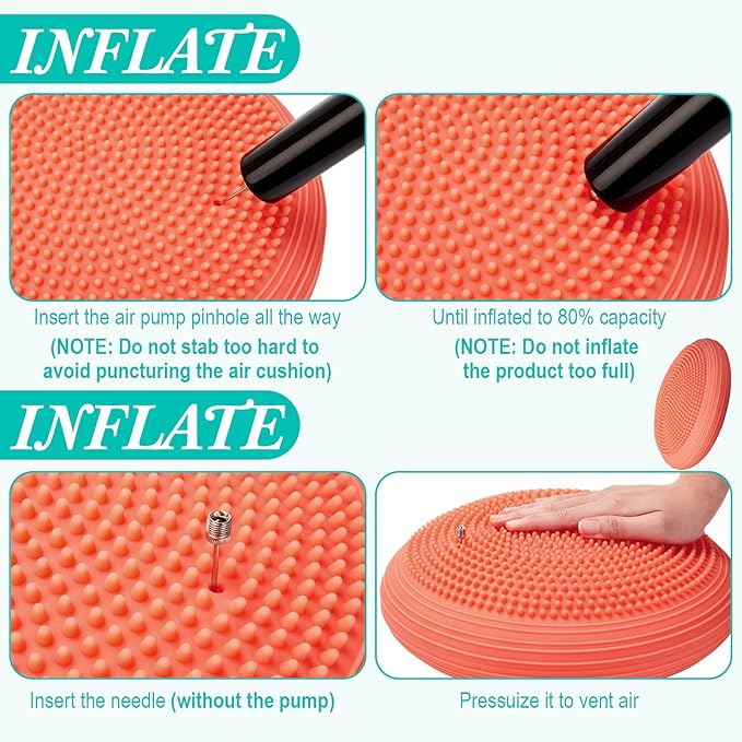 Libima 4 Pcs Wiggle Seat Inflated Wobble Cushion for Sensory Kid 13 Inches Balance Disc Flexible Seating for Classroom Sensory Pad for Chair Wiggle Cushion