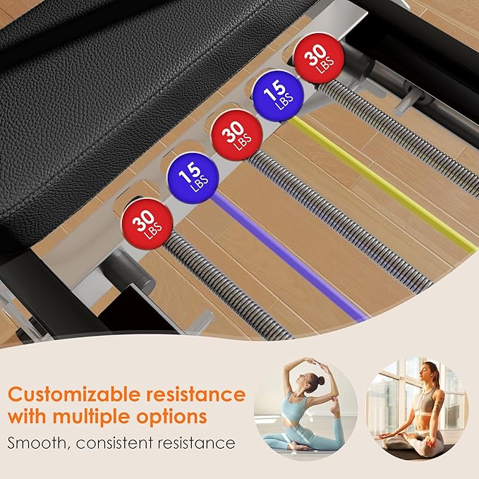 Pilates Reformer Machine for Home Use,Foldable Studio Grade Pilates Equipment, Reformer Pilates Machine with 5 Springs & 11 Resistance Levels | Suitable for Beginners& Professionals