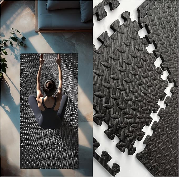 3x6 Feet Interlocking Foam Floor Mats (18-Pack) - 0.4"（10mm Thick Gym Mats for Home Workouts, Exercise & Play - Puzzle Tiles for Home Gym, Yoga, Kids Area.