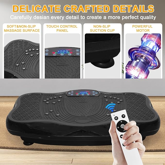 XXL 660LBS Vibration Plate Exercise Machine for Weight Loss, Whole Body Workout Vibration Fitness Platform ,Home Training Equipment ,Sport Gym for Fat Burner & Shaping for Women Men,Black